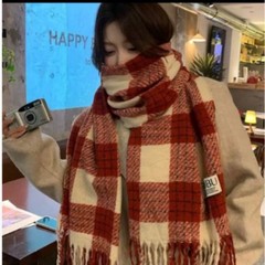韩系氛围感红色圣诞显白围巾女仿羊绒加厚保暖围脖新年礼物情侣冬