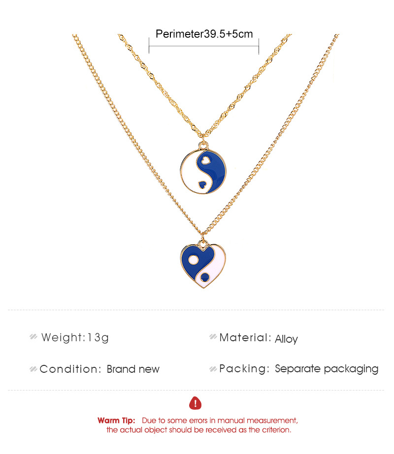 Wholesale Jewelry Round Heart Tai Chi Color Dripping Oil Double Layer Necklace Nihaojewelry display picture 1