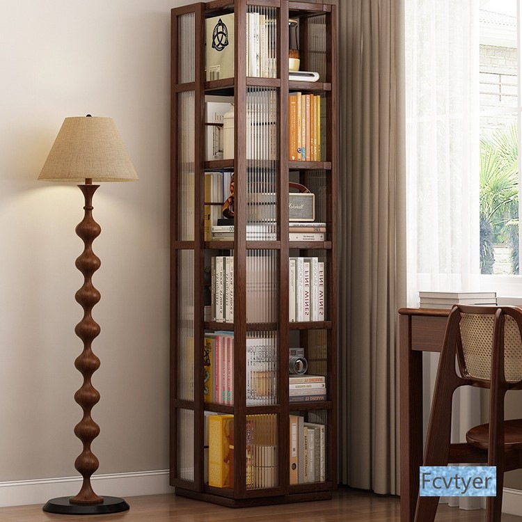 Rotating Bookshelf 360-Degree Kidsren's Bookcase Integrated Wall-Mounted Home Living Room Simple Multi-Layer Storage Floor-Standing Storage Rack