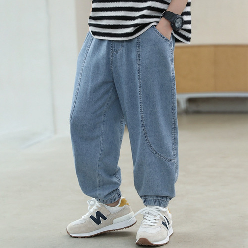 Men's Summer Thin Pants 2025 New Arrival Boys Summer Jeans Children's Summer Sports Anti-Mosquito Pants Long Pants