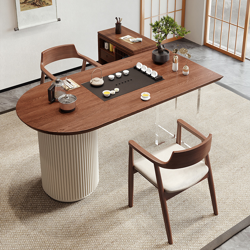 [더블 드링크] 티 테이블 1.0m + 광섬 의자 2