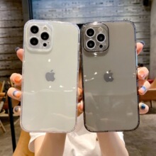 简约透明苹果14手机壳iPhone13promax气囊12直边11全包xr硅胶精孔