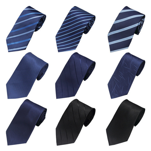 Men's Business Tie 8cm Hand-Tied Professional Formal Interview Striped Tie for Men Silk Polyester
