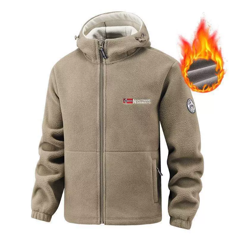 2025跨境男士抓绒衣双面摇粒绒卫衣秋冬休闲商务户外情侣外套上衣