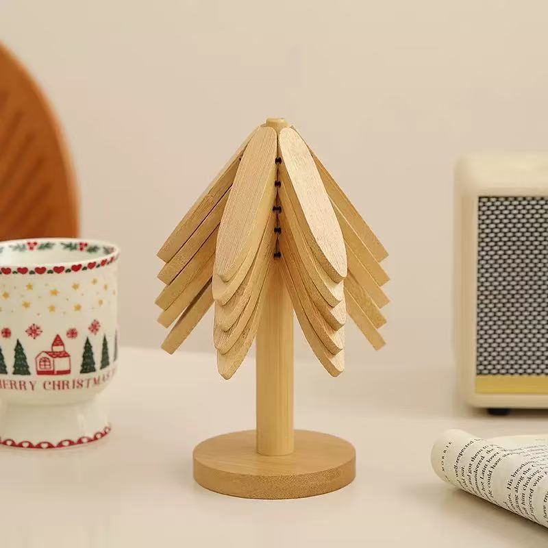 Un árbol almohadilla de aislamiento térmico a prueba de quemaduras platos de comedor almohadilla de mesa de comedor de alta calidad hogar almohadilla de taza resistente a altas temperaturas bambú personalizado