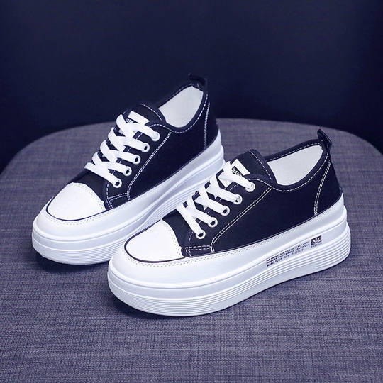 Canvas Shoes for Women New 2025 Spring Versatile Sneakers Thick Sole Breathable Inner Heightening Non-Slip Casual Soft Sole Shoes
