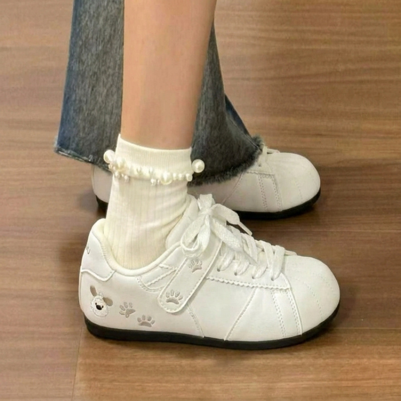 2026 Spring and Autumn Korean Style Niche Academy Style Casual Sneakers White Soft Sole Women's Shoes Cute Style German Training Shoes 2026 Spring and Autumn Korean Style Niche Academy Style Casual Sneakers White Soft Sole Women's Shoes Cute Style German Training Shoes