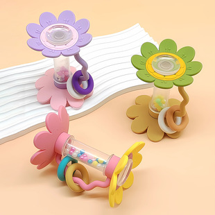 Customized New Baby Chewable Baby Anti-Eating Hand Teether Food Grade Silicone Kidsren's Christmas Rattle Toy