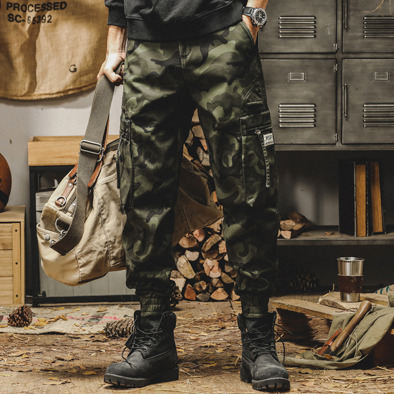 American-style heavy camouflage casual pants men's spring and autumn loose straight large pocket trendy retro paratrooper overalls men American-style heavy camouflage casual pants men's spring and autumn loose straight large pocket trendy retro paratrooper overalls men