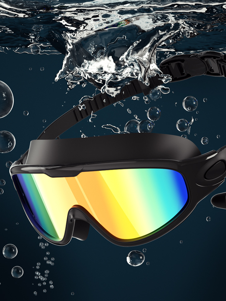 Gafas de Natación Galvanizadas de Marco Grande para Adultos de PC Antiempañante para Adultos