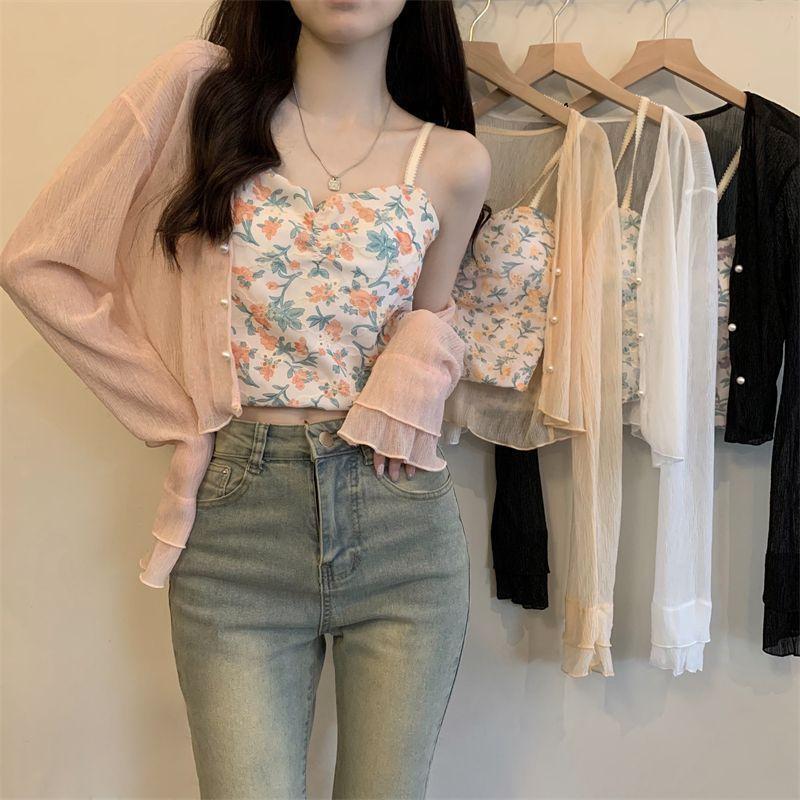 Plus-Size Sun-Protective Cardigan Shawl for Women, Summer Thin Style with a High-End Feel, Solid Color Short Air-Conditioning Jacket