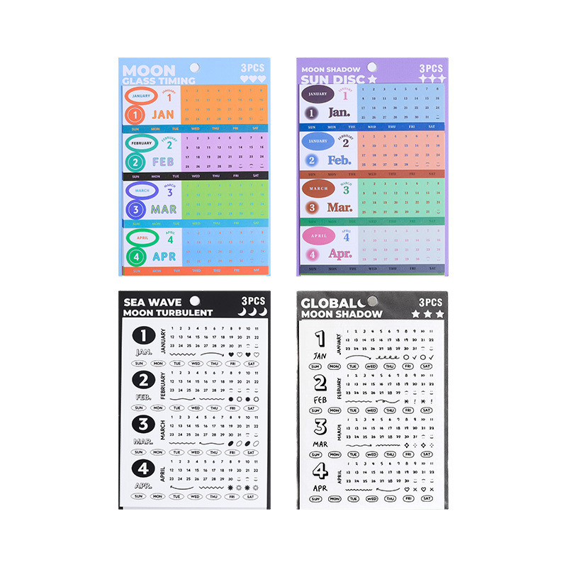 Calendario perpetuo fecha impermeable pet niebla cara pegatinas diy calendario mes pegatinas de fecha transfronterizas pegatinas