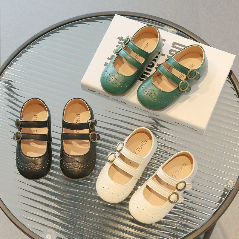Корейская детская кожаная обувь ярких цветов, детская обувь с мягкой подошвой, однослойная обувь для девочек с мелким ртом, Весенняя детская обувь