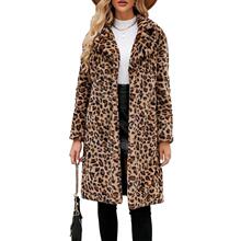 F 18067 Fur Leopard Print Long Coat ���Ʒ�Ƥ�ݴ���