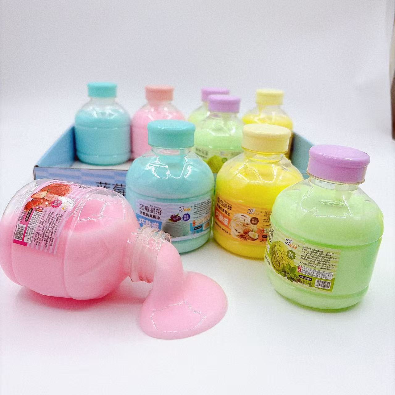 Barro espumoso falso cemento transparente agua falsa botella de color abraza leche descomprimida DIY slime no mancha lote de barro colorido