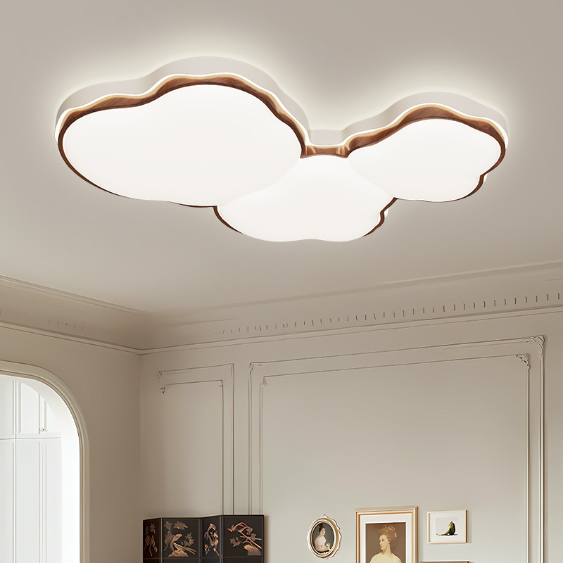 Lámpara de techo de sala de estar, lámpara principal de nogal, protección ocular, nubes, lámpara de dormitorio de estilo antiguo, lámpara de decoración del hogar de Zhongshan para toda la casa