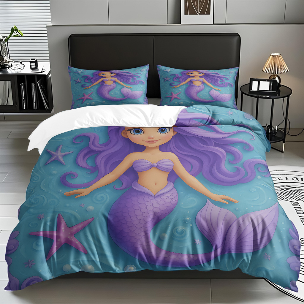 TEMU / JIT transfronterizo dibujos animados sirena digital impresión quilt kit fuente fábrica directa