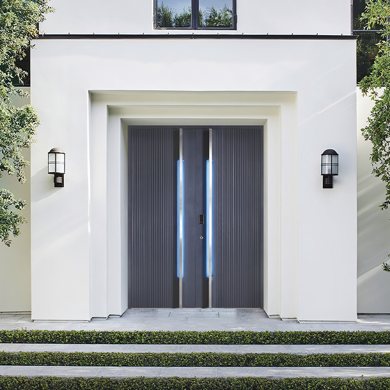 Foshan New Style Villa courtyard explosion-proof anti-theft sliding door light luxury simple carved cast aluminum entrance door