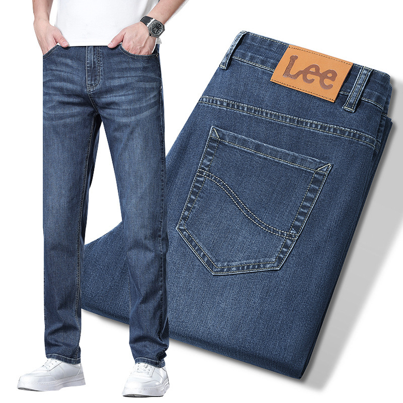 Lee dex Summer Thin Jeans Men's Slim-fit Straight Men's Pants 2025 New Casual Long Pants Men's