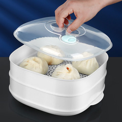 Microwave oven steamer office meal steamed bun heating plastic steamer container with lid multi-layer steaming box