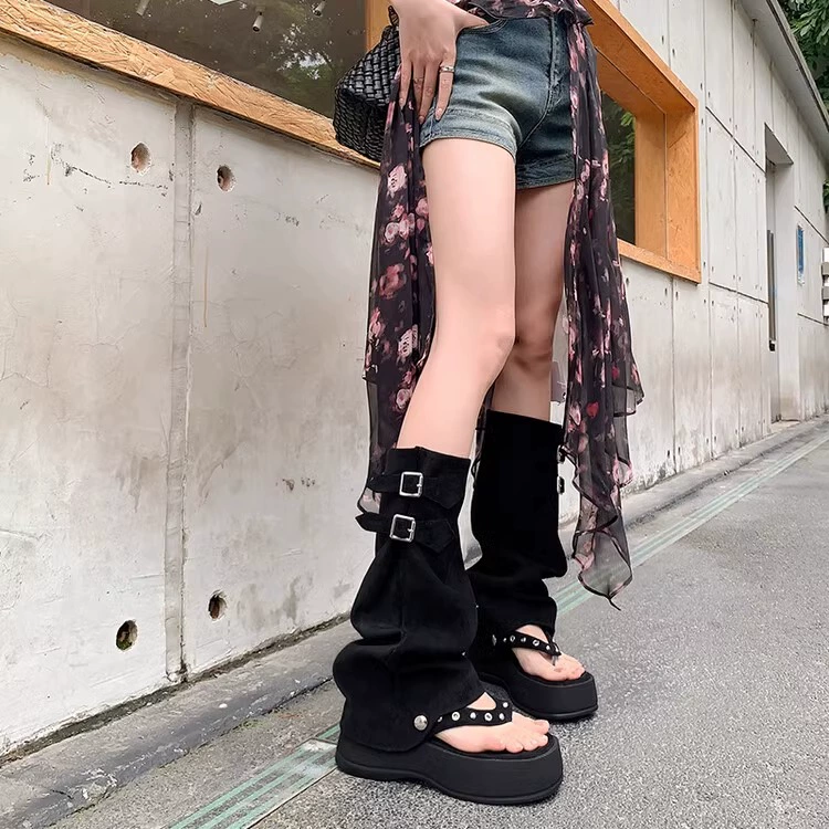 Shoes, flip flops platform, trousers, summer high boots