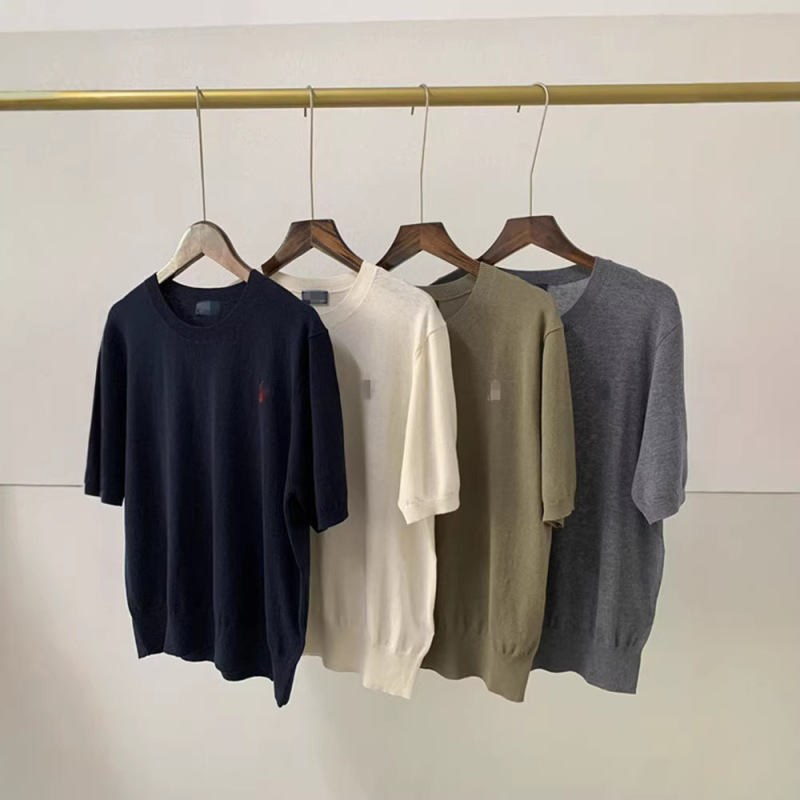 Classic Simple Basic Style 26 Years Spring/Summer Classic Embroidered Lightweight Commuter Pure Cotton Round Neck Women's Knit Short-Sleeve Shirt