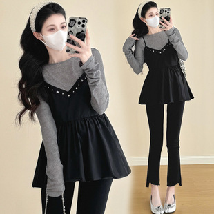 Spring New Comfortable Knitted Base Shirt Design Camisole Top Trendy Mom Two-piece Set