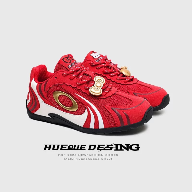 [Hellokitty Collaboration] Oldorder Ballet Style Red Training Shoes 2025 Spring Flat Shoes Versatile