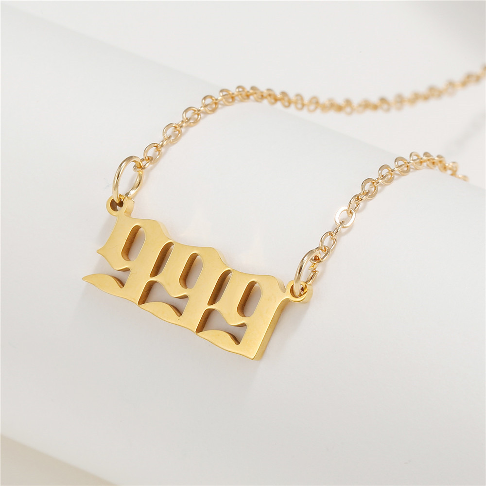 Ange De Mode Simple 000-999 Collier Numéro En Acier Inoxydable En Gros Nihaojewelry display picture 5