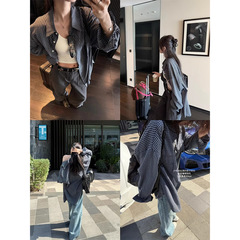 3077 # superniniyyブルー調時刻復古高支綿がゆったりしていて、着痩せしています。