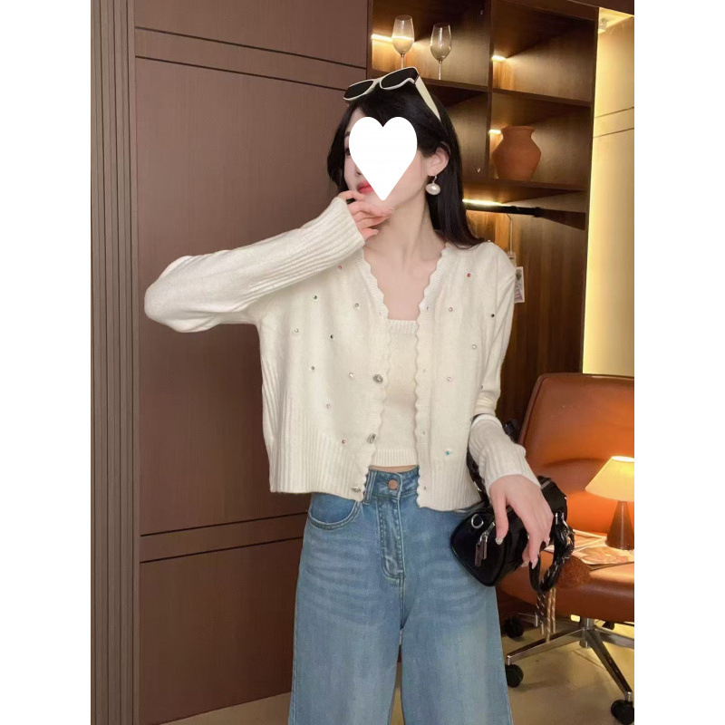 Conjunto Tejido de Dos Piezas para Mujer de Viscosa, Cárdigan y Tirantes, para Otoño image 6