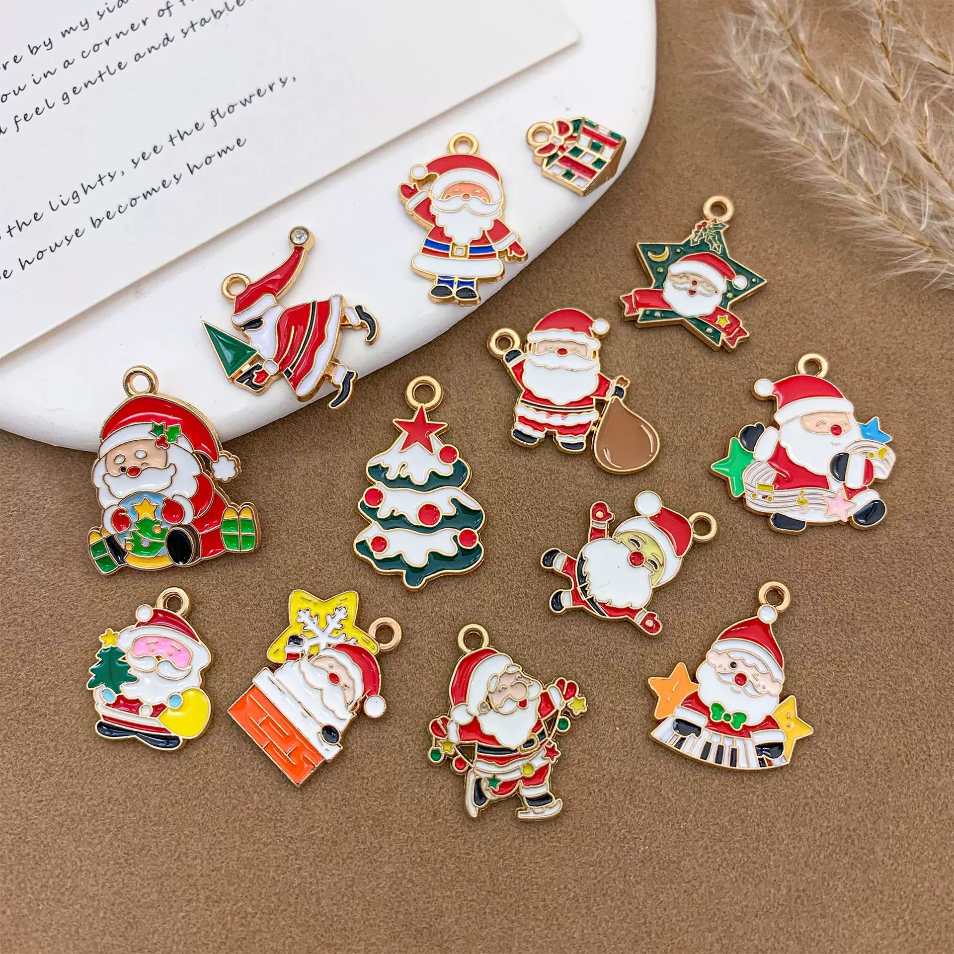 圣诞合金滴油饰品配件DIY手工制作圣诞老人雪人跨境热卖饰品配件