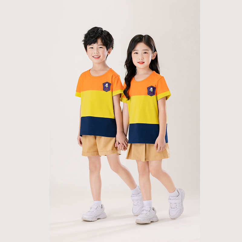 초등학생 여름 유니폼 졸업 사진 클래스 의류 영국 스타일 어린이 반팔 세트 유치원 여름 정원 의류