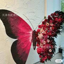 蝴蝶花艺仿真花 小红书 网红蝴蝶 油画风店铺装饰造景婚庆假花