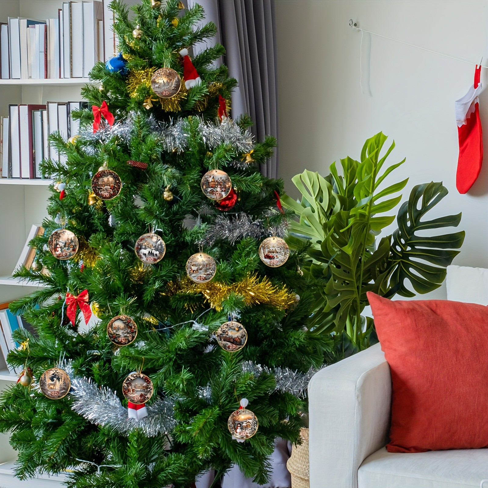 跨境新品12件圣诞创意圣诞帽侏儒老人装饰 暖心家居派对木质挂件