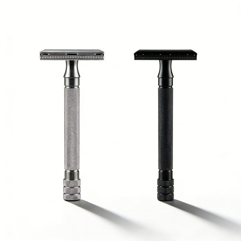 Aluminum alloy handle manual old-fashioned razor men's double-sided razor beard shaver shaver