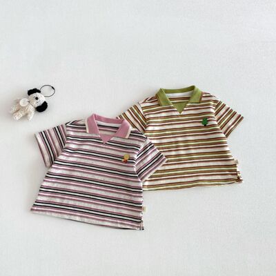 Детская летняя футболка polo, модная футболка с коротким рукавом для мальчиков, летняя одежда, в корейском стиле