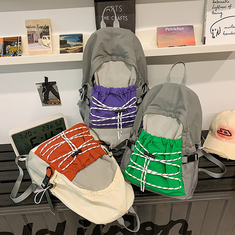 Shake Marvel Tini al aire libre contraste de color simple viento de hombro espalda mochila portátil con cremallera versátil bolso de cubo