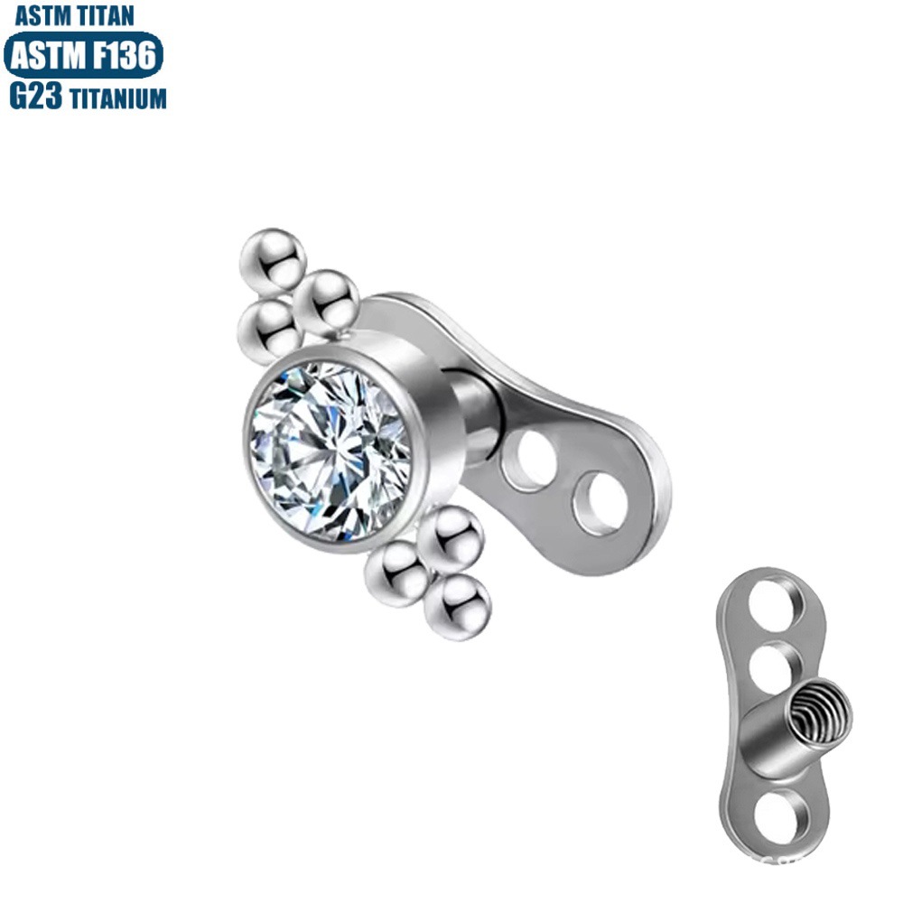 Pointed labret stud close-up product detail