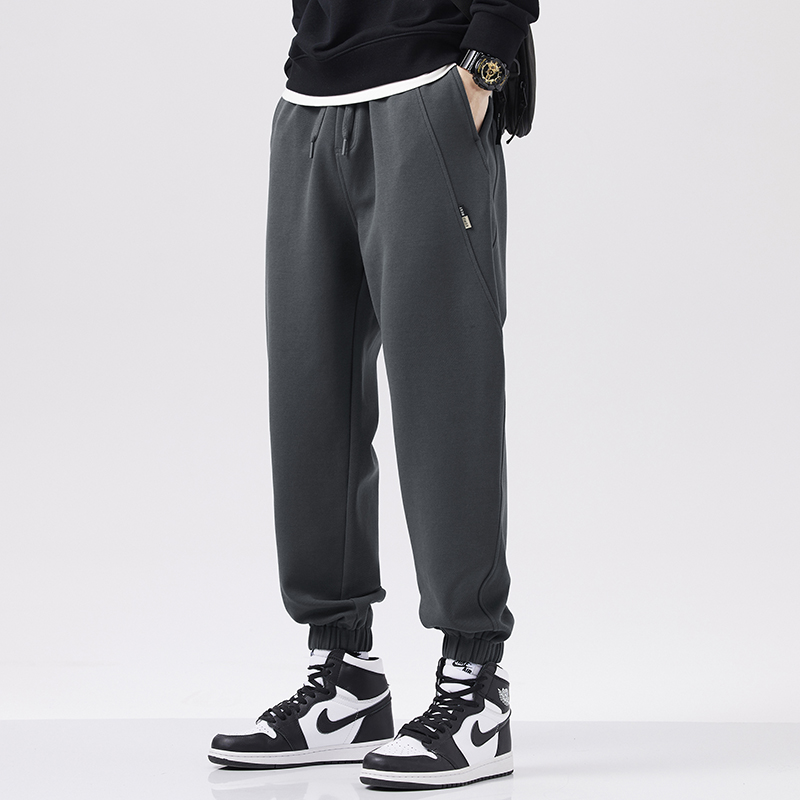 重磅针织秋冬收口束脚卫裤男宽松运动裤休闲加厚男士小锥形裤子潮