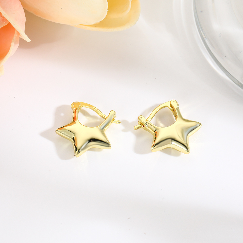 7g Weight Copper Ear Needle Material 18K Gold Plated Plating Material Earrings Classification 1 Pair Quantity Holiday, Daily Occasion Copper Material Star, Heart Shape Pattern Women's Gender Simple Style, Classic Style Style 1 Pair Simple Style Classic Style Star Heart Shape Copper 18K Gold Plated Earrings 2