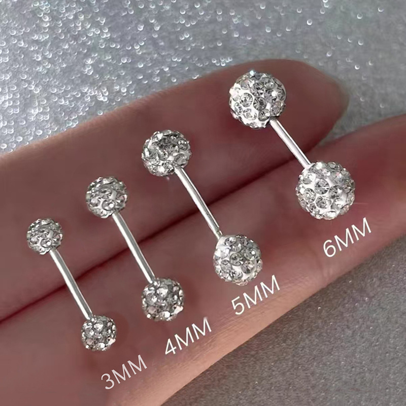 S999 Sterlingsilber glänzende Diamant-Bruchperlen-Ohrringe für Damen, Nischen-Premium-Schrauben-Ohrknorpel-Stifte glänzender Ohrschmuck
