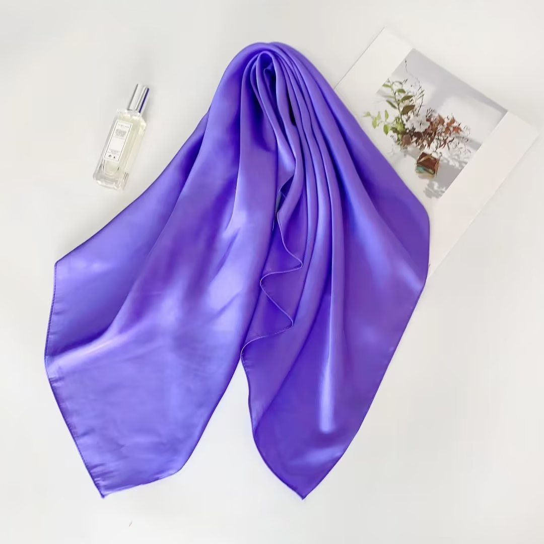 Women's Fashion Solid Color Satin Printing Silk Scarves display picture 7