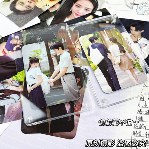 ins transparent rounded acrylic magnetic photo frame small card does not touch the hand card brick star chaser desktop setting idol photo