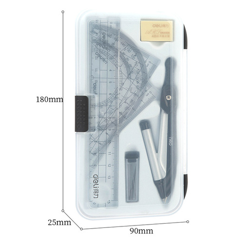 Effective compass set metal plastic drawing tools student exam compass triangle ruler office stationery