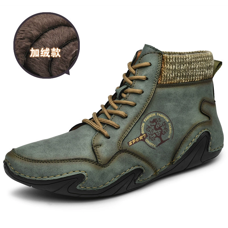 2023 плюшевый новый мягкий и удобный британский модный прилив повседневные мужские ручные сшитые осенние сапоги
