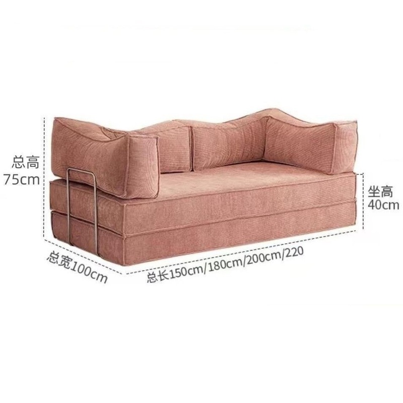 布艺沙发客厅中古风折叠两用沙发床压缩家用小户型模块布丁沙发|undefined