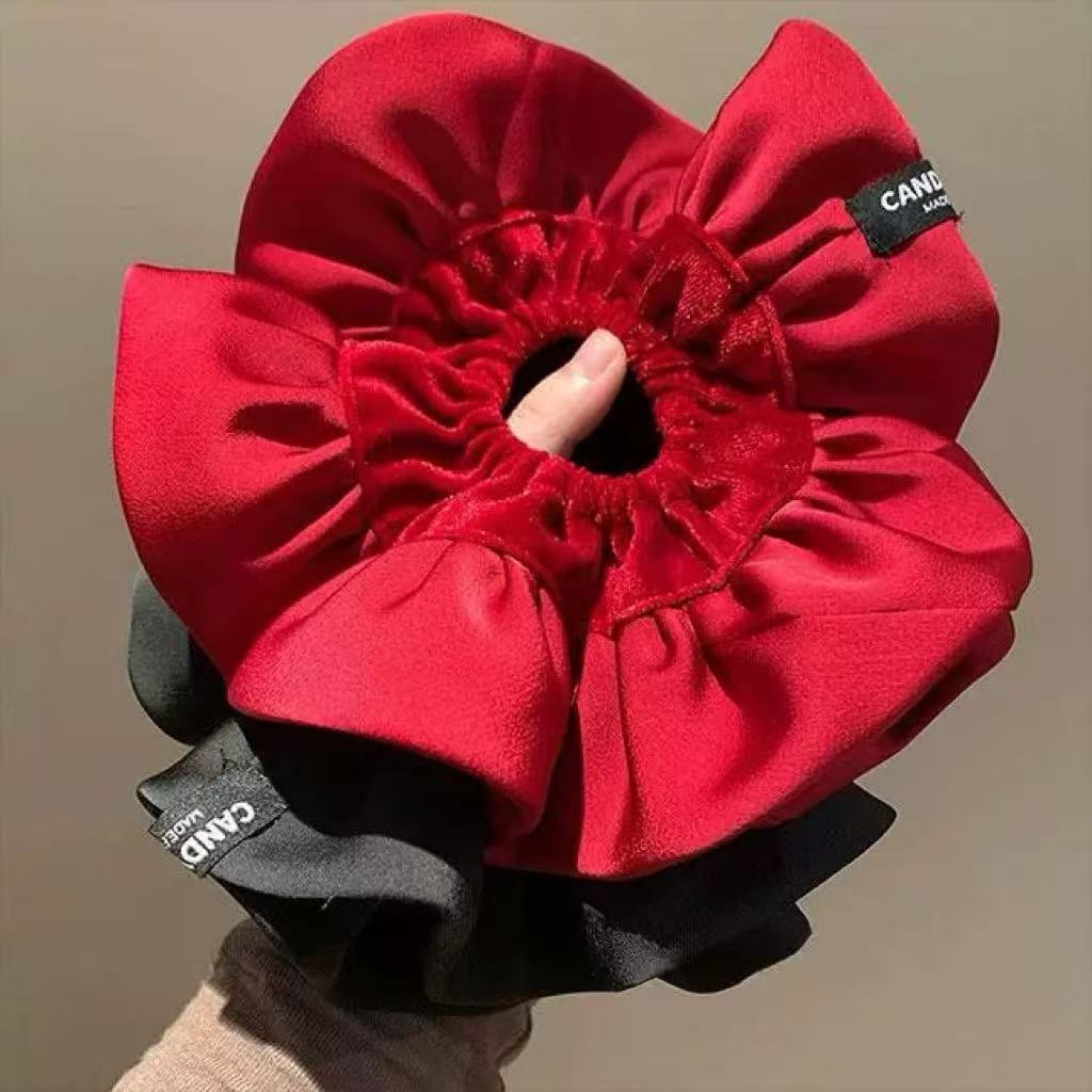 벨벳 스플라이싱 오버사이즈 헤어밴드, 고급 헤어끈, 로우볼 헤어밴드, 심플 레트로 헤어끈