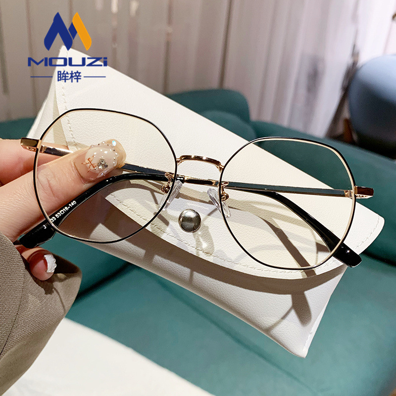 新款金屬多邊形眼鏡近視可配度數女圓臉顯瘦素顏神器防藍光平光鏡