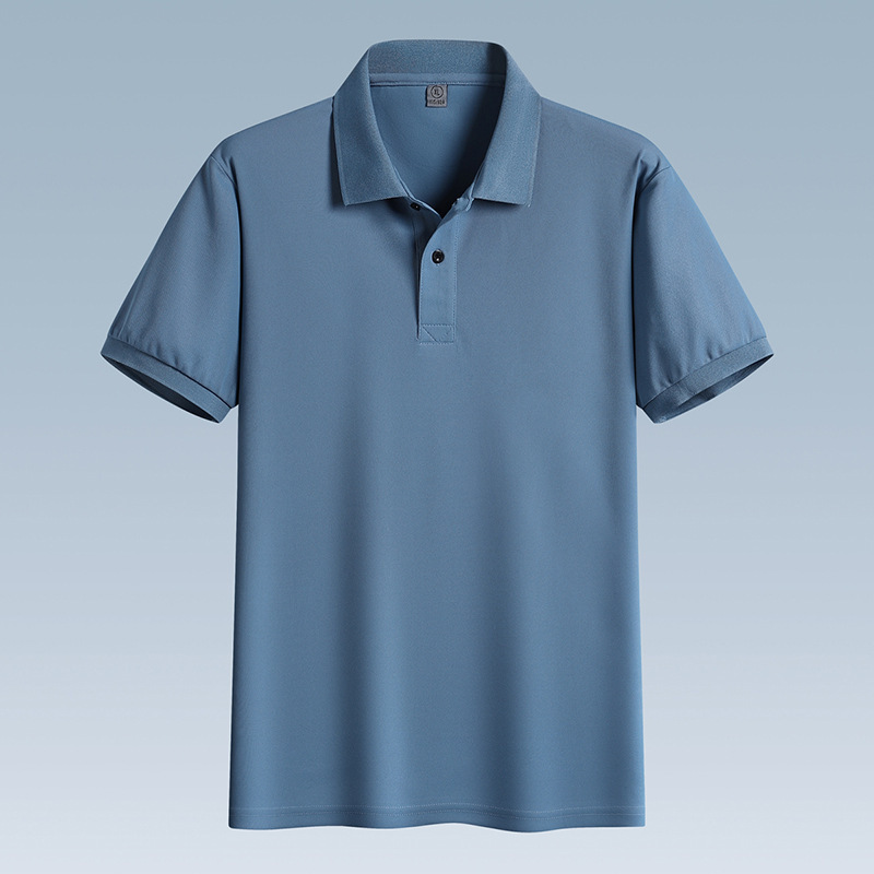 2025 新しいメンズ高品質ソリッドカラーポロシャツ半袖 tシャツ紳士服夏トップラペルビジネステーシャツ M|undefined